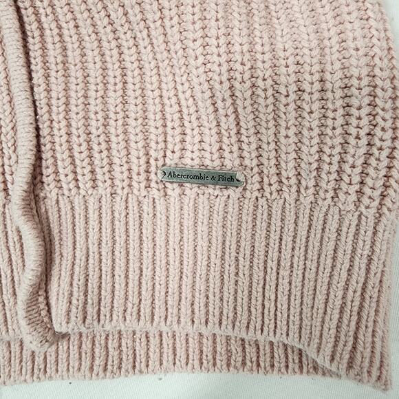 Abercrombie & Fitch Womens Pullover Sweater Large Pink Ribbed Button Detail Knit - Picture 9 of 13